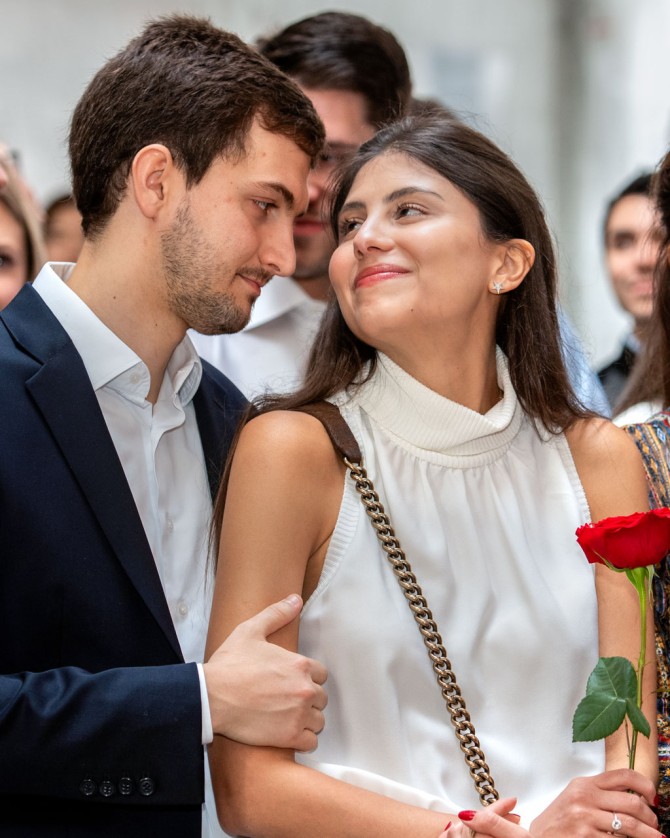Medical student Luiza Perez with her fiancee Victor Genes during national Match Day March 15.