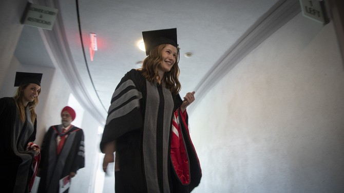 Graduates leaving Bailey Hall