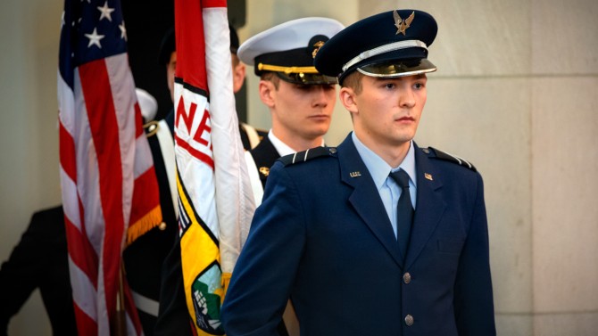 ROTC cadets war memorial