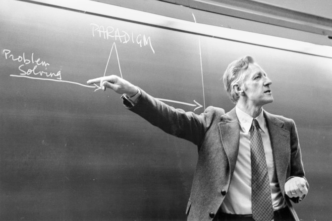 Rhodes delivers a lecture at Cornell.