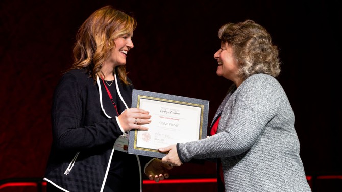 Employee receiving award