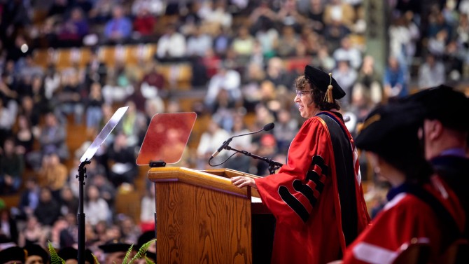 President Martha E. Pollack encouraged students to embrace a lifetime of learning in her remarks to graduates during the December Recognition Ceremony.