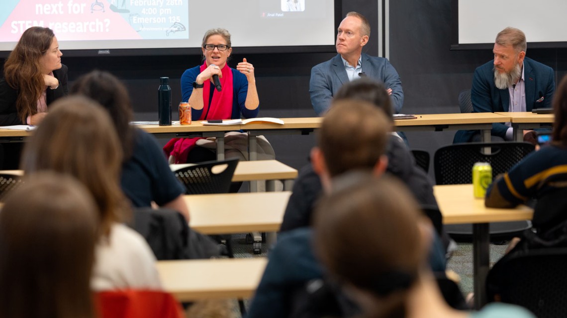 New York State Assemblyperson Anna Kelles (D-125th District) addressed an Emerson Hall audience on Feb. 28 during “What’s Next for STEM Research,” an expert panel organized by the graduate student-led Cornell Advancing Science and Policy Club.